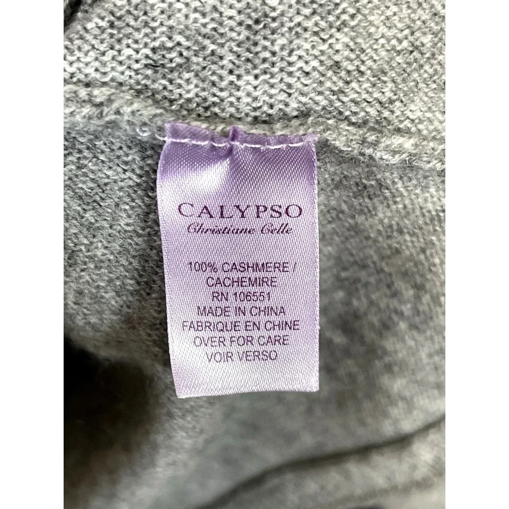 VTG Calypso Christiane Celle Womens 100% Cashmere Sweater Size L Gray QuieLuxury